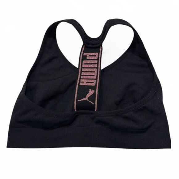 Puma T-Racer Strap‎ Sports Bra Top Size Small Activewear  black pink - Picture 1 of 3